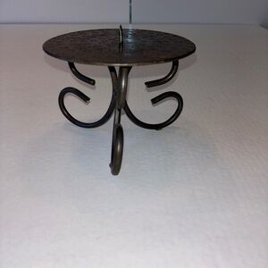 Wrought Iron Pillar or Ball Candle Holder, Black 4" Tall 5 1/2 inch candle plate